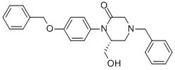 (R)-1-(4-BENZYLOXYPHENYL)-4-BENZYL-6-HYDROXYMETHYL-PIPERAZIN-2-ONE 구조식 이미지