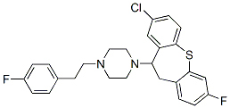 2-Chloro-7-fluoro-11-[4-(4-fluorophenethyl)piperazino]-10,11-dihydrodibenzo[b,f]thiepin 구조식 이미지