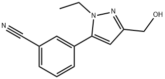 Benzonitrile, 3-[1-ethyl-3-(hydroxymethyl)-1H-pyrazol-5-yl]- (9CI) Structure