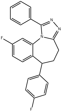 4H-(1,2,4)Triazolo(4,3-a)(1)benzazepine, 5,6-dihydro-9-fluoro-6-(4-flu orophenyl)-1-phenyl- 구조식 이미지