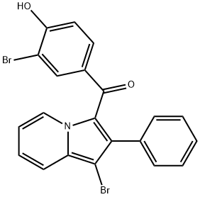 (3-Bromo-4-hydroxyphenyl)(1-bromo-2-phenyl-3-indolizinyl)methanone 구조식 이미지