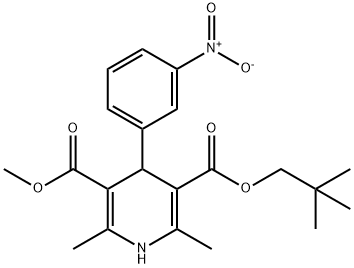 1,4-디하이드로-2,6-디메틸-4-(3-니트로페닐)-3,5-피리딘디카르복실산3-메틸5-(2,2-디메틸프로필)에스테르 구조식 이미지