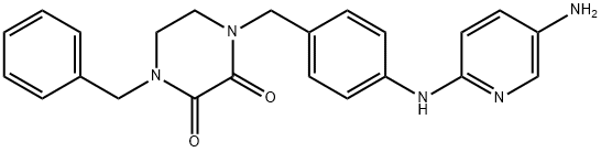 1-[[4-[(5-aminopyridin-2-yl)amino]phenyl]methyl]-4-benzyl-piperazine-2 ,3-dione 구조식 이미지