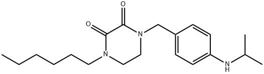 1-Hexyl-4-(p-(isopropylamino)benzyl)-2,3-piperazinedione Structure