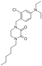 1-(2-Chloro-4-(diethylamino)benzyl)-4-hexyl-2,3-piperazinedione Structure