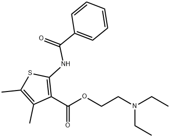 3-Thiophenecarboxylic acid, 2-(benzoylamino)-4,5-dimethyl-, 2-(diethyl amino)ethyl ester Structure