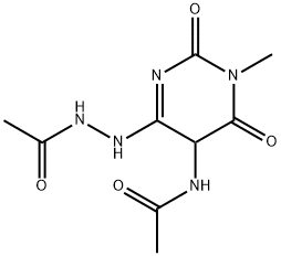 Acetic  acid,  2-[5-(acetylamino)-1,2,5,6-tetrahydro-1-methyl-2,6-dioxo-4-pyrimidinyl]hydrazide 구조식 이미지