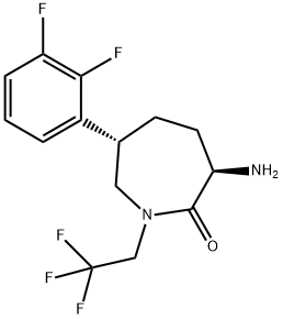 (3R,6S)-3-amino-6-(2,3-difluorophenyl)-1-(2,2,2-trifluoroethyl)azepan-2-one 구조식 이미지