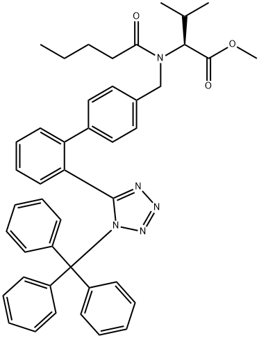 (S)-Methyl 3-methyl-2-(N-((2'-(1-trityl-1H-tetrazol-5-yl)-[1,1'-biphenyl]-4-yl)methyl)pentanamido 구조식 이미지