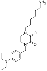 1-(6-Aminohexyl)-4-((4-(diethylamino)phenyl)methyl)-2,3-piperazinedion e 구조식 이미지