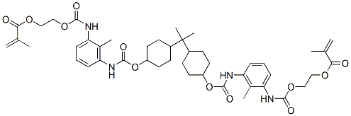 (1-methylethylidene)bis[4,1-cyclohexanediyloxycarbonylimino(methyl-3,1-phenylene)iminocarbonyloxy-2,1-ethanediyl] bismethacrylate Structure