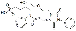 4-[2-[2-[1-[2-(2-Hydroxyethoxy)ethyl]-4-oxo-3-phenyl-2-thioxoimidazolidin-5-ylidene]ethylidene]-2,3-dihydrobenzoxazol-3-yl]butane-1-sulfonic acid 구조식 이미지