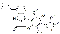 2-(1H-Indol-3-yl)-5-[2-(1,1-dimethyl-2-propenyl)-7-(3-methyl-2-butenyl)-1H-indol-3-yl]-3,6-dimethoxy-2,5-cyclohexadiene-1,4-dione 구조식 이미지