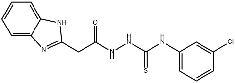 1H-벤즈이미다졸-2-아세트산,2-(((3-클로로페닐)아미노)티옥소메틸)히드라지드 구조식 이미지