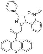 10-((4,5-Dihydro-5-(2-nitrophenyl)-3-phenyl-1H-pyrazol-1-yl)acetyl)-10 H-phenothiazine Structure