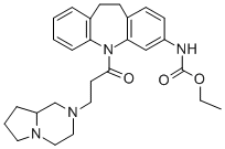 카르밤산,(5-(3-(헥사히드로피롤로(1,2-a)피라진-2(1H)-일)-1-옥소로필)-10,11-디히드로-5H-디벤즈(b,f)아제핀-3-일)-,에틸에스테르 구조식 이미지