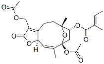 (E)-2-Methyl-2-butenoic acid [(6R,7R,9S,10E,11aR)-9-acetoxy-3-acetoxymethyl-2,4,5,6,7,8,9,11a-octahydro-6,10-dimethyl-2-oxo-6,9-epoxycyclodeca[b]furan-7-yl] ester Structure