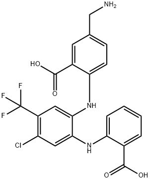 Benzoic  acid,  5-(aminomethyl)-2-[[2-[(2-carboxyphenyl)amino]-4-chloro-5-(trifluoromethyl)phenyl]amino]- Structure