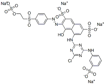 5-[[4-chloro-6-[(3-sulphophenyl)amino]-1,3,5-triazin-2-yl]amino]-4-hydroxy-3-[[4-[[2-(sulphooxy)ethyl]sulphonyl]phenyl]azo]naphthalene-2,7-disulphonic acid, sodium salt 구조식 이미지