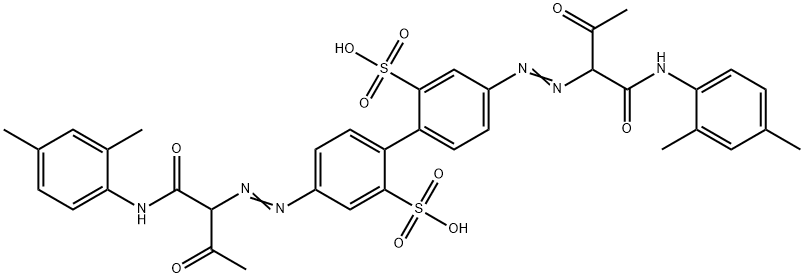 4,4'-bis[[1-[[(2,4-dimethylphenyl)amino]carbonyl]-2-oxopropyl]azo][1,1'-biphenyl]-2,2'-disulphonic acid Structure