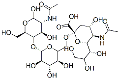 (2S,4S,5R,6R)-5-acetamido-2-[[(2R,3R,4S,5R,6S)-6-[(2R,3S,4R,5R)-5-acetamido-4,6-dihydroxy-2-(hydroxymethyl)oxan-3-yl]oxy-3,4,5-trihydroxyoxan-2-yl]methoxy]-4-hydroxy-6-[(1R,2R)-1,2,3-trihydroxypropyl]oxane-2-carboxylic acid 구조식 이미지