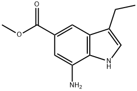 1H-Indole-5-carboxylicacid,7-amino-3-ethyl-,methylester(9CI) 구조식 이미지