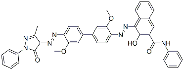 4-[[4'-[(4,5-dihydro-3-methyl-5-oxo-1-phenyl-1H-pyrazol-4-yl)azo]-3,3'-dimethoxy[1,1'-biphenyl]-4-yl]azo]-3-hydroxy-N-phenylnaphthalene-2-carboxamide Structure