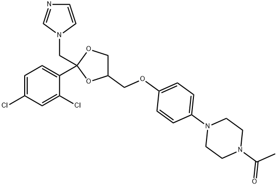 1-[4-[4-[[2-(2,4-dichlorophenyl)-2-(imidazol-1-ylmethyl)-1,3-dioxolan-4-yl]methoxy]phenyl]piperazin-1-yl]ethanone 구조식 이미지