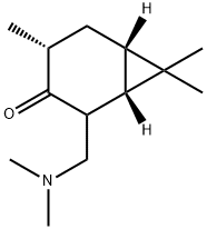 Bicyclo[4.1.0]heptan-3-one, 2-[(dimethylamino)methyl]-4,7,7-trimethyl-, [1S-(1alpha,4ba,6alpha)]- (9CI) 구조식 이미지