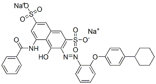 disodium 5-(benzoylamino)-3-[[2-(4-cyclohexylphenoxy)phenyl]azo]-4-hydroxynaphthalene-2,7-disulphonate Structure
