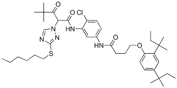 N-[5-[[4-[2,4-bis(tert-pentyl)phenoxy]butyryl]amino]-2-chlorophenyl]-alpha-(2,2-dimethylpropionyl)-3-(hexylthio)-1H-1,2,4-triazole-1-acetamide Structure