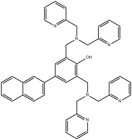 페놀,2,6-비스[[비스(2-피리디닐메틸)아미노]메틸]-4-(2-나프탈레닐)- 구조식 이미지