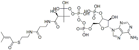 [(2S,3S,4R,5R)-5-(6-aminopurin-9-yl)-4-hydroxy-2-[[hydroxy-[hydroxy-[3-hydroxy-2,2-dimethyl-3-[2-[2-(3-methylbut-2-enoylsulfanyl)ethylcarbamoyl]ethylcarbamoyl]propoxy]phosphoryl]oxy-phosphoryl]oxymethyl]oxolan-3-yl]oxyphosphonic acid Structure