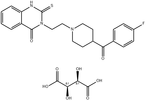 3-[2-[4-(4-fluorobenzoyl)piperidino]ethyl]-2,3-dihydro-2-thioxoquinazolin-4(1H)-one [R-(R*,R*)]-tartrate 구조식 이미지