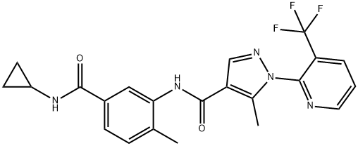 1H-Pyrazole-4-carboxaMide, N-[5-[(cyclopropylaMino)carbonyl]-2-Methylphenyl]-5-Methyl-1-[3-(trifluoroMethyl)-2-pyridinyl]- Structure