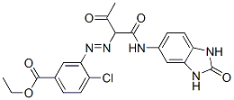 ethyl 4-chloro-3-[[1-[[(2,3-dihydro-2-oxo-1H-benzimidazol-5-yl)amino]carbonyl]-2-oxopropyl]azo]benzoate 구조식 이미지