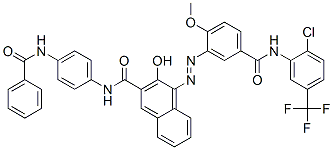 N-[4-(benzoylamino)phenyl]-4-[[5-[[[2-chloro-5-(trifluoromethyl)phenyl]amino]carbonyl]-2-methoxyphenyl]azo]-3-hydroxynaphthalene-2-carboxamide 구조식 이미지