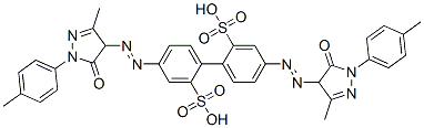 4,4'-bis[[4,5-dihydro-3-methyl-1-(4-methylphenyl)-5-oxo-1H-pyrazol-4-yl]azo][1,1'-biphenyl]-2,2'-disulphonic acid Structure