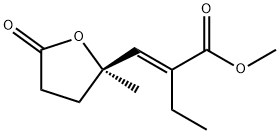 부탄산,2-[[(2R)-테트라히드로-2-메틸-5-옥소-2-푸라닐]메틸렌]-,메틸에스테르,(2E)-(9CI) 구조식 이미지