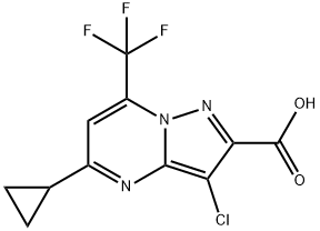3-chloro-5-cyclopropyl-7-(trifluoromethyl)pyrazolo[1,5-a]pyrimidine-2-carboxylic acid 구조식 이미지