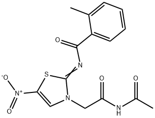 2-(2-(2-Methylbenzoylimino)-5-nitro-4-thiazolin-3-yl)diacetamide Structure