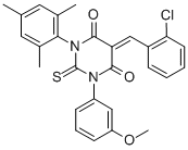 4,6(1H,5H)-Pyrimidinedione, dihydro-5-((2-chlorophenyl)methylene)-1-(3 -methoxyphenyl)-2-thioxo-3-(2,4,6-trimethylphenyl)- Structure