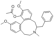 5H-Dibenz(d,f)azonin-1-ol, 6,7,8,9-tetrahydro-2,12-dimethoxy-7-methyl- 6-(phenylmethyl)-, acetate (ester), (-)- Structure