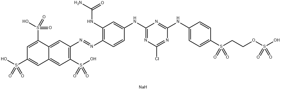 7-[4-[4-Chloro-6-[4-[2-(sodiooxysulfonyloxy)ethylsulfonyl]anilino]-1,3,5-triazine-2-ylamino]-2-ureidophenylazo]-1,3,6-naphthalenetrisulfonic acid trisodium salt 구조식 이미지