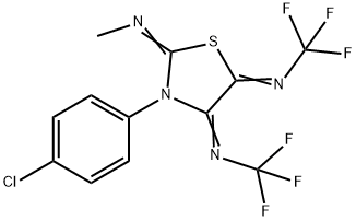 N,N'-[3-(4-chlorophenyl)-2-(methylimino)-4,5-thiazolidinediylidene]bis[trifluoromethylamine] Structure