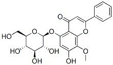 4H-1-Benzopyran-4-one, 5-(beta-D-glucopyranosyloxy)-7-hydroxy-8-methox y-2-phenyl- Structure