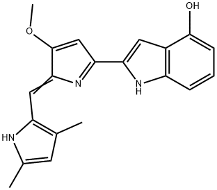 1H-Indol-4-ol, 2-[2-[(3,5-diMethyl-1H-pyrrol-2-yl)Methylene]-3-Methoxy-2H-pyrrol-5-yl]- 구조식 이미지