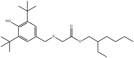 2-에틸헥실[[[3,5-비스(1,1-다이메틸에틸)-4-하이드록시페닐]-메틸]티오]아세테이트 구조식 이미지
