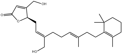 (-)-4-(Hydroxymethyl)-5-[(2E,6E)-3-(hydroxymethyl)-7-methyl-9-(2,6,6-trimethyl-1-cyclohexene-1-yl)-2,6-nonadienyl]-2(5H)-furanone 구조식 이미지
