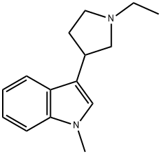 1H-Indole,3-(1-ethyl-3-pyrrolidinyl)-1-methyl-(9CI) 구조식 이미지